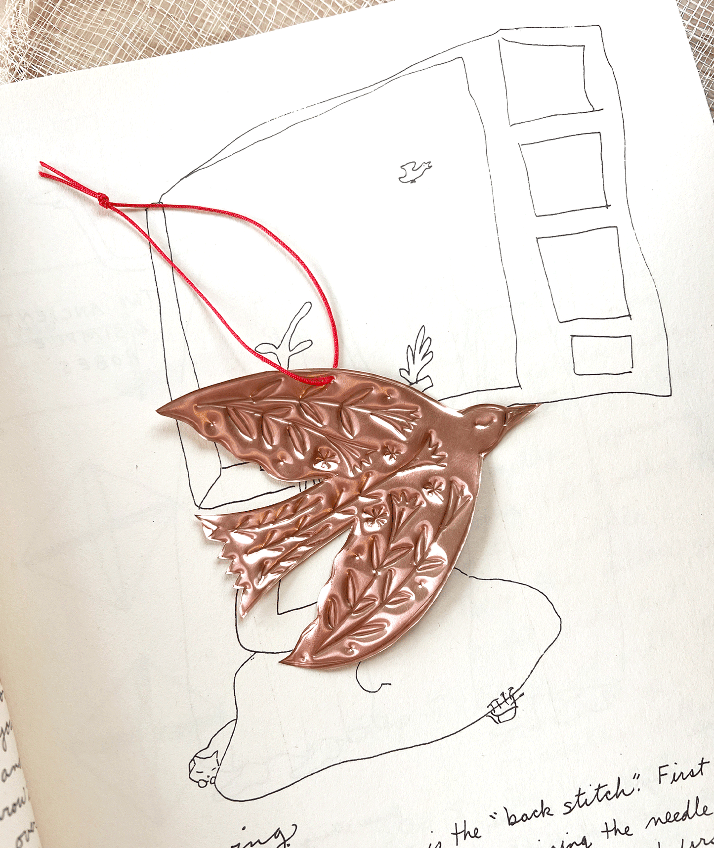 Sparrow Copper Ornament