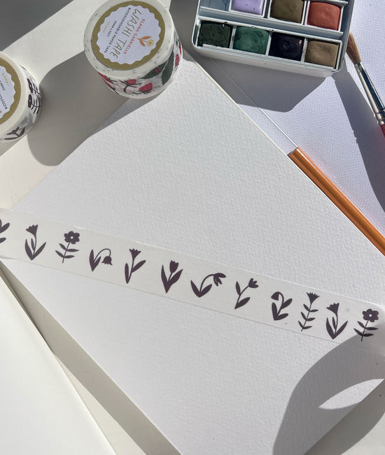 Brown Flowers Washi Tape