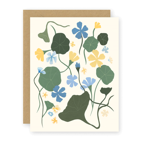 Blue Nasturtiums Greeting Card