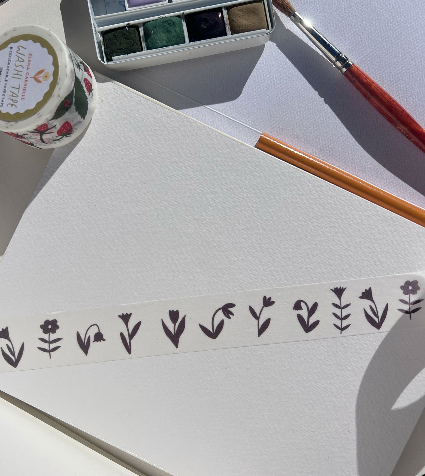 Brown Flowers Washi Tape
