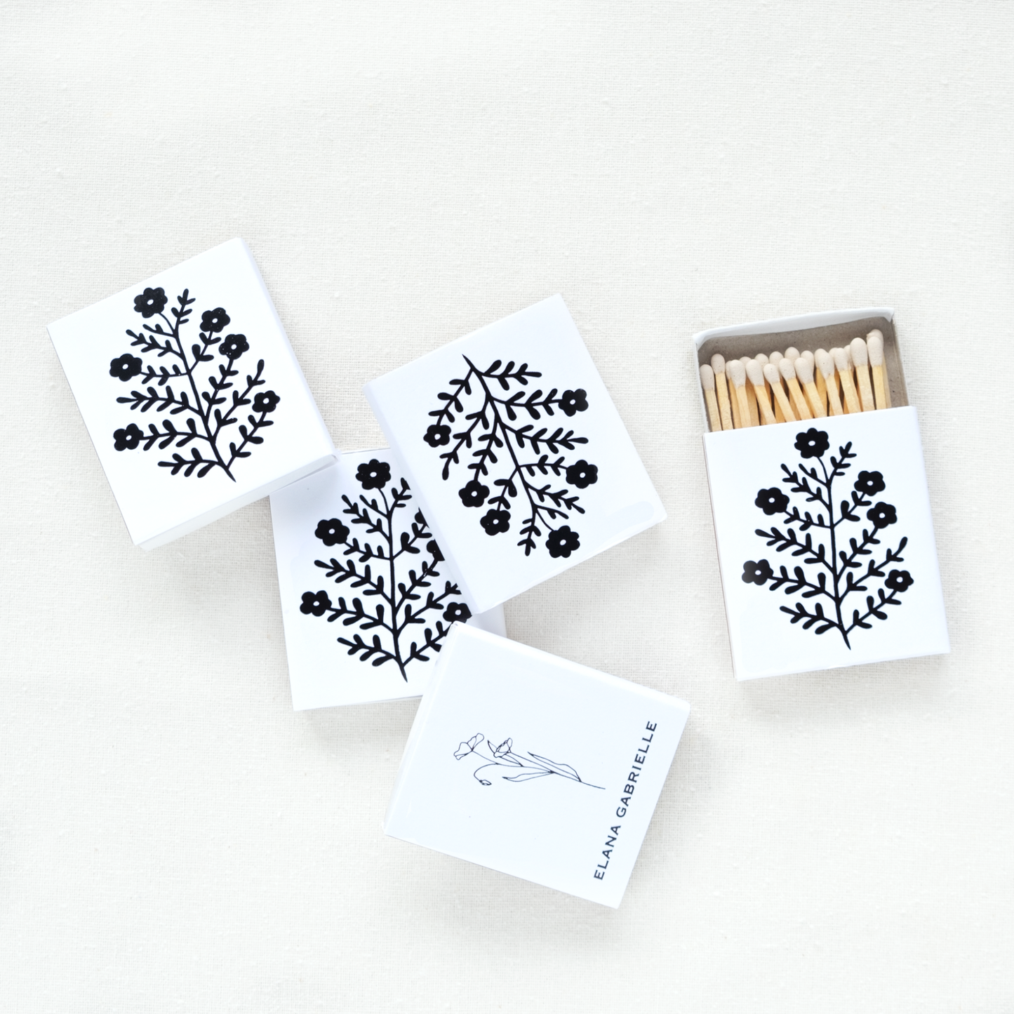 Floral Matchbox - Black & White