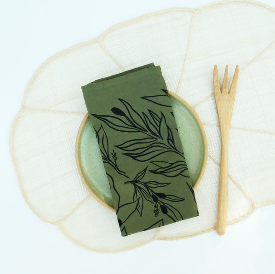 Olive Linen Napkins - Set of 2