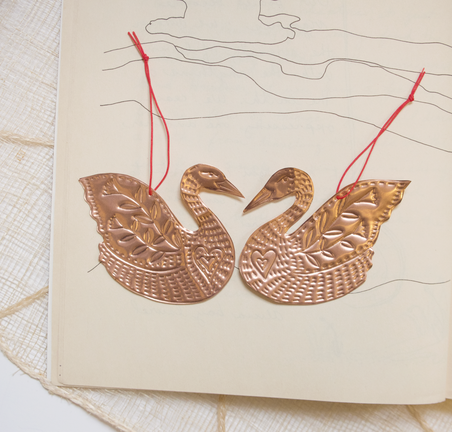 Love Birds Copper Ornament