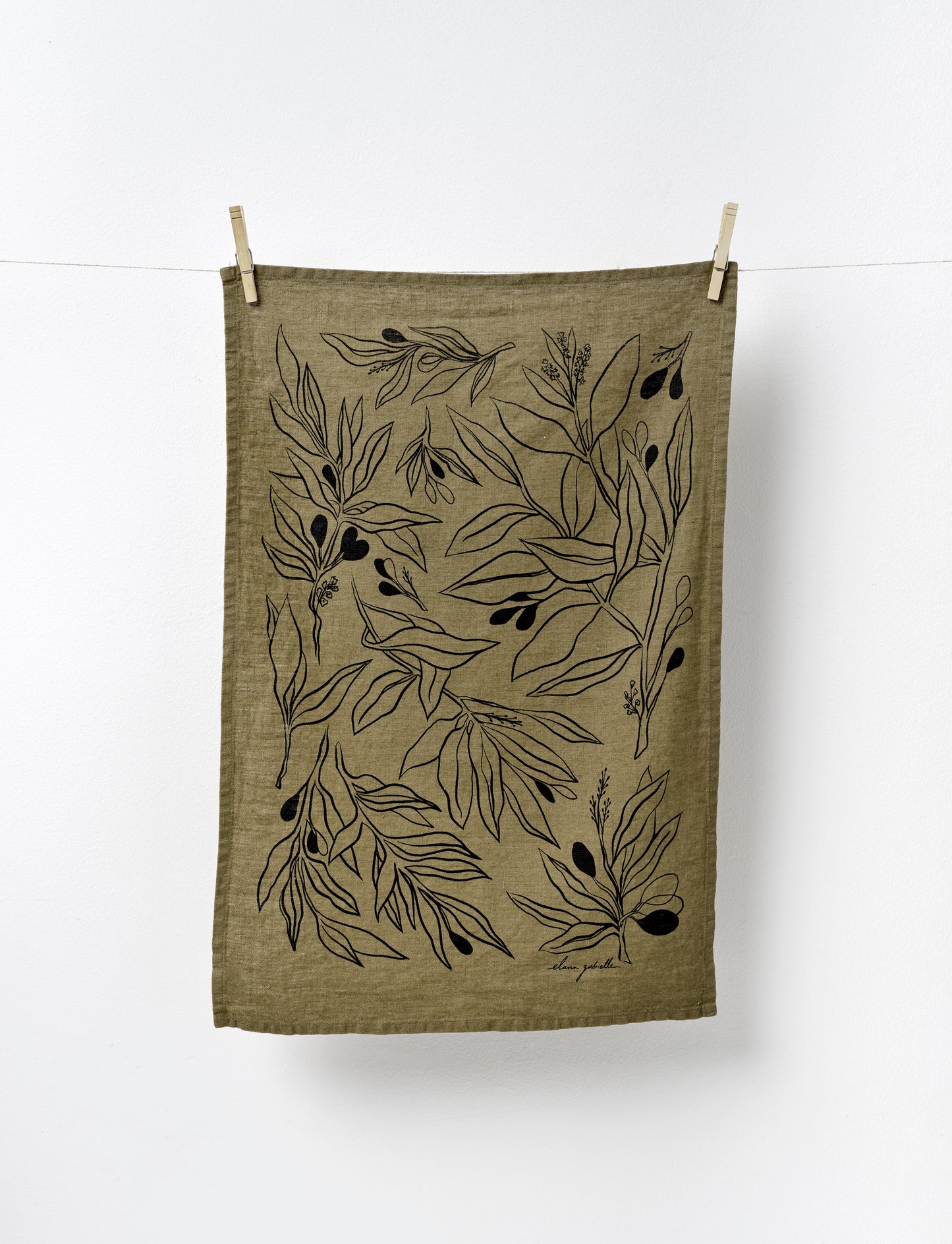 Olives Linen Tea Towel