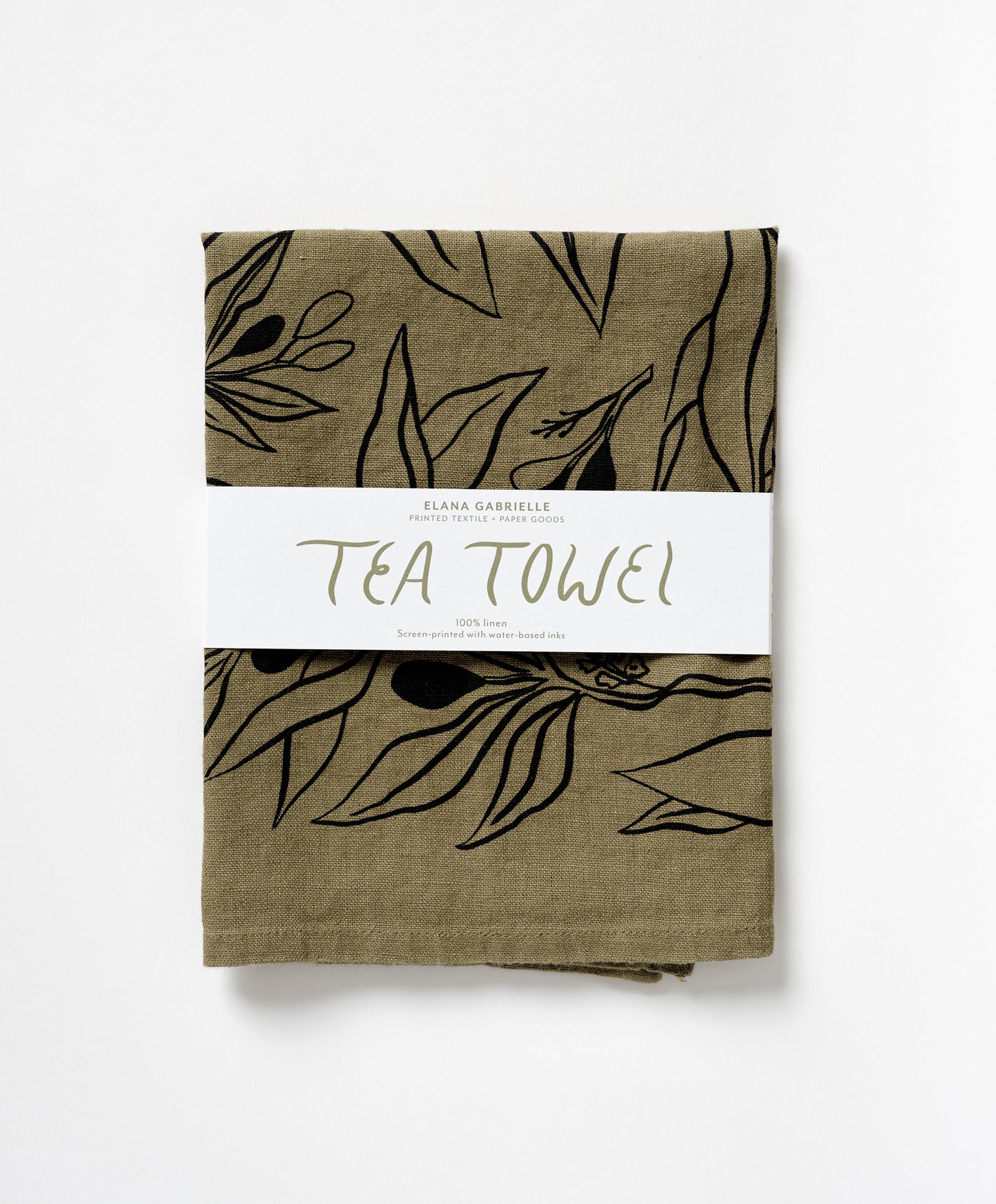 Olives Linen Tea Towel