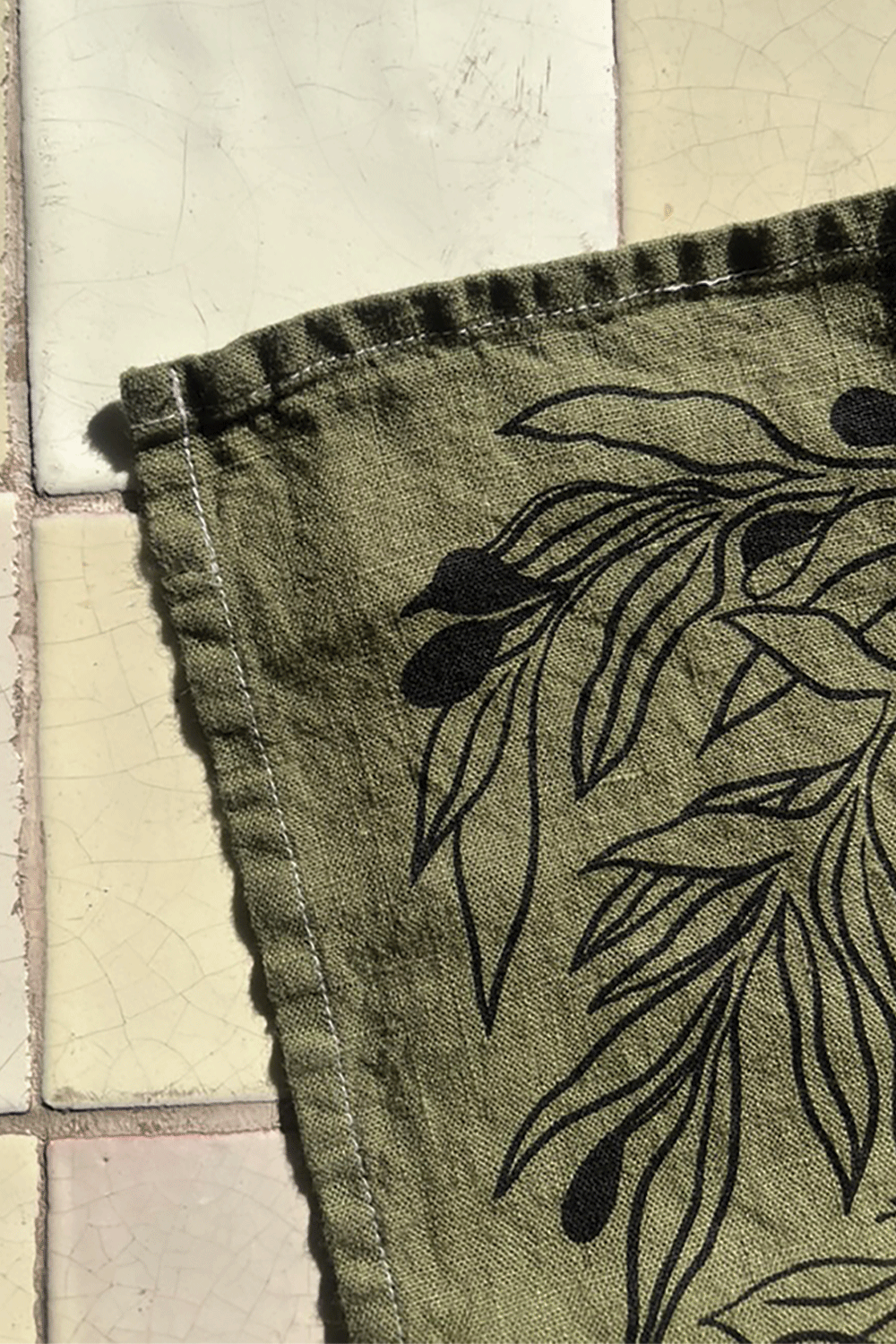 Olives Linen Tea Towel